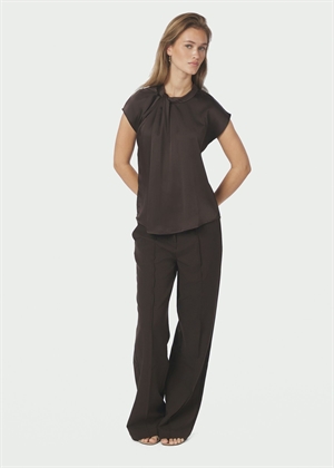 Fleur drapy satin bluse Dark Brown Neo Noir 